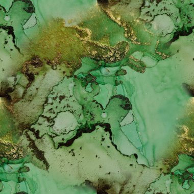 Folyo Alkol Mürekkebi Mermeri. Yeşil Sanat Boyası. Lüks Soyut Şablon. Lüks Su Rengi Tuvali. Hafif Zarif Doku. Parlak Alkol Mürekkep Suluboya. Altın Mermer Suluboya. Altın Doğu Arkaplanı.