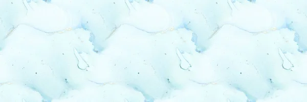 Blauwe Alcohol Inkt Marmer Vloeibare Naadloze Glitter Bronzen Waterverf Achtergrond — Stockfoto