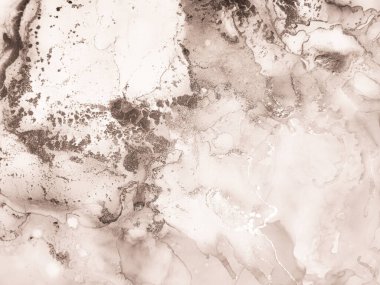 Parlak Alkol Mürekkebi Mermeri. Altın Kahverengi Tuval. Kahverengi Sanat Boyası. Beyaz Mermer Arkaplan. Bronz doğulu arka plan. Beyaz Işık Parıltısı. Açık Soyut Şablon Kahverengi Renkli Işık Arkaplanı.