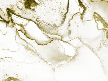 Altın Alkol Mürekkebi Grunge. Beyaz Su Rengi Parıltısı. Açık Beyaz Şablon. Altın Beyaz Soyut Şablon. Su Boyası Arkaplanı. Tahıl Altın Arkaplan. Altın Sanat Boyası. Işık Parlatıcı Arkaplanı.