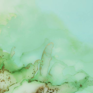 Yeşil Su Renkli Mermer. Foil Soyut Arkaplan. Mavi Mermer Suluboya. Altın Sanat Boyası. Bakır Su Rengi Arkaplanı. Lüks Alkol Mürekkep Tablosu. Hafif Zarif Parıltı. Modern Soyut Şablon.