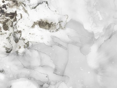 Gri Alkol Mürekkebi Grunge. Altın beyazı soyut resim. Parlak Doğulu Geçmişi. Altın Sanat Boyası. Su Boyası Arkaplanı. Folil Grunge arka planı. Hafif Lüks Parıltı. Açık Su Renkli Grunge.