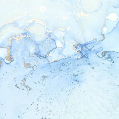 Folyo Alkol Mürekkebi Mermeri. Altın Su Renk Tablosu. Mavi Mermer Arkaplan. Altın Sanat Boyası. Altın doğulu suluboya. Bakır Alkol Mürekkep Suluboya. Jeodot Zarif Doku. Modern Soyut Şablon.