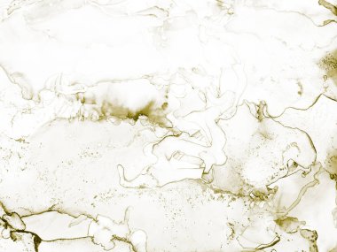 Altın Alkol Mürekkebi Parıltısı. Beyaz Su Rengi Parıltısı. Akışkan Şablon. Alkol Mürekkebi Geçmişi. Altın Beyaz Soyut Şablon. Altın mürekkep boyası. Işık Gradyan Arkaplanı. Parlak Grunge Arkaplanı.