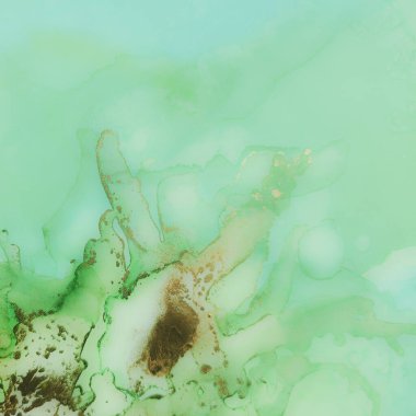 Altın Alkol Mürekkebi Mermeri. Parlak Sulu Suluboya. Yeşil Soyut Özgeçmiş. Mavi Sanat Boyası. Folil Mermer Suluboya. Lüks Su Rengi Tuvali. Hafif Zarif Parıltı. Lüks Soyut Şablon.