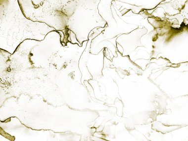 Altın Su Rengi Parıltısı. Beyaz Altın Arkaplan. Parlak Alkol Mürekkebi Grunge. Folil Grunge arka planı. Altın Sanat Boyası. Altın Lüks Soyut Şablon. Akışkan Beyaz Doku. Alkol Mürekkebi Arkaplanı.