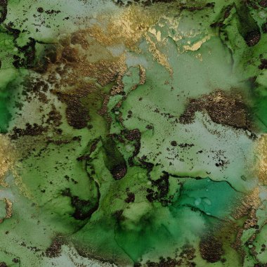 Yeşil Alkol Mürekkebi Mermeri. Altın Sanat Boyası. Beyaz Su Boyası Mermeri. Folil Mermer Suluboya. Parlak Sulu Suluboya. Mavi Doğu Arkaplanı. Kusursuz bir desen. Lüks Soyut Ressamlık.