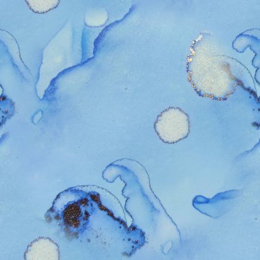 Folyo Alkol Mürekkebi Mermeri. Altın mürekkep boyası. Jeodot Zarif Doku. Kusursuz Foil Suluboya. Parlak Alkol Mürekkep Suluboya. Mavi Mermer Arkaplan. Beyaz Su Renk Tablosu. Modern Soyut Şablon.