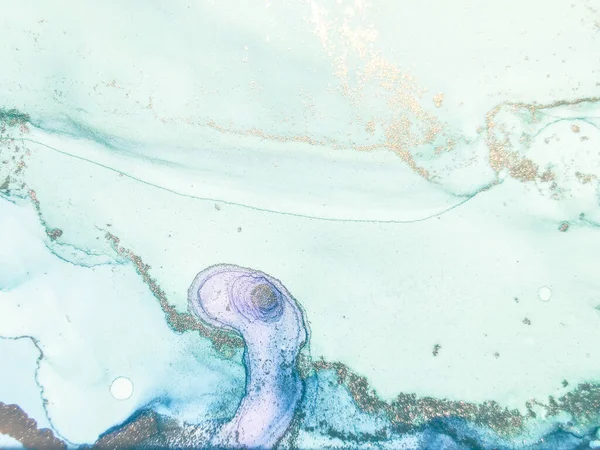 Мрамор Синего Цвета Воды Розовый Фон Gold Art Paint Сияющий — стоковое фото