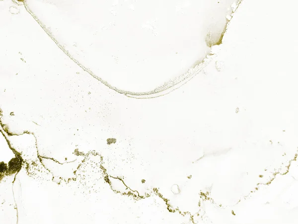 Grunge Aquarelle Dorée Grunge Encre Alcool Blanc Gold Modern Abstract — Photo