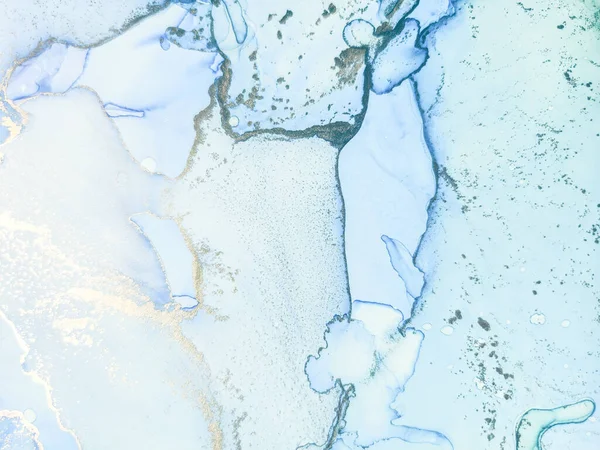 Водяной Мрамор Фольги Медные Чернила Чернил Голубой Мраморный Фон Белый — стоковое фото