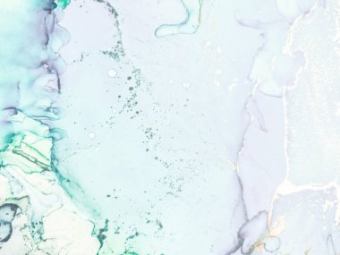 Altın Alkol Mürekkebi Mermeri. Leylak Soyut Suluboya. Akıcı Zarif Parıltı. Mavi Sanat Boyası. Altın rengi mermer. Mavi Mermer Arkaplan. Yeşil Su Rengi Arkaplanı. Lüks Soyut Ressamlık.