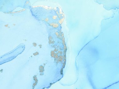 Folyo Su Boyası Mermeri. Altın yağlı boya. Lüks Alkol Mürekkebi Mermeri. Mavi Doğu Arkaplanı. Mavi Mermer Suluboya. Bronz Su Rengi Arkaplanı. Akışkan Zarif Doku. Lüks Soyut Ressamlık.