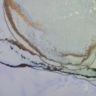 Folyo Alkol Mürekkebi Mermeri. Mavi Soyut Suluboya. Beyaz Su Renk Tablosu. Yeşil Sanat Boyası. Altın Mermer Arkaplan. Parlak Sulu Suluboya. Jeodot Zarif Parıltısı. Lüks Soyut Şablon.