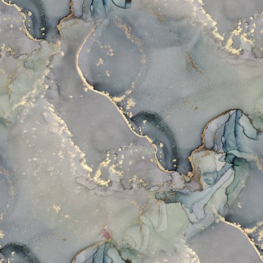 Yeşil Su Renkli Mermer. Modern Soyut Şablon. Mavi Mermer Arkaplan. Sıvı, Kusursuz Tekrarla. Lüks Alkol Mürekkebi Mermeri. Altın doğulu suluboya. Folyo Sanat Boyası. Parlak Alkol Mürekkebi Arkaplanı.