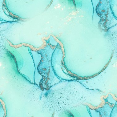 Altın Alkol Mürekkebi Mermeri. Mavi Mermer Suluboya. Metal Su Rengi Suluboya. Yeşil Sanat Boyası. Akışkan Şablon. Beyaz Su Renk Tablosu. Lüks Soyut Şablon. Foil Doğu Arkaplanı.