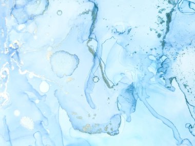 Altın Alkol Mürekkebi Mermeri. Folyo Sanat Boyası. Mavi Mermer Suluboya. Metal Su Rengi Arkaplanı. Lüks Su Boyası Mermeri. Foil Gradyan Arkaplanı. Jeodot Zarif Doku. Lüks Soyut Ressamlık.