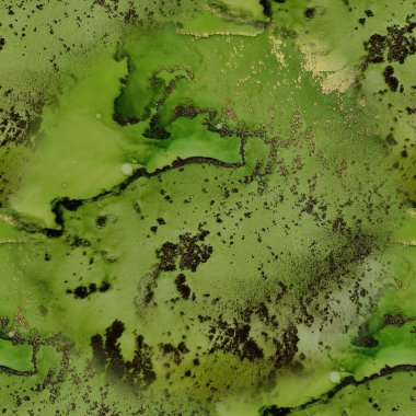 Altın Alkol Mürekkebi Mermeri. Modern Kusursuz Şablon. Kusursuz Işık Işıltısı. Altın Su Renk Tablosu. Folyo mürekkebi boyası. Parlak Alkol Mürekkep Suluboya. Yeşil Mermer Suluboya. Altın Kusursuz Arkaplan.