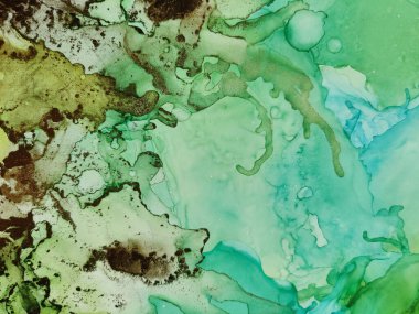 Folyo Alkol Mürekkebi Mermeri. Altın yağlı boya. Altın Su Renk Tablosu. Mavi Mermer Suluboya. Parlak Alkol Mürekkebi Arkaplanı. Yeşil Soyut Özgeçmiş. Hafif Zarif Doku. Lüks Soyut Ressamlık.