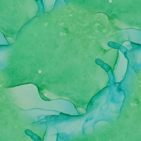 Blå Vattenfärg Marmor Grön Sömlös Bakgrund Ocean Water Färg Målning — Stockfoto