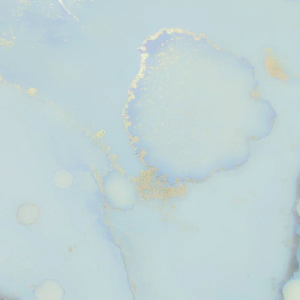 青い水の色大理石 金属水の色の背景 金のグラデーションの背景 高級アルコールインク大理石 ゴールドアートペイント 大理石の水彩画を描く エレガントなテクスチャを取得します 豪華な抽象絵画 — ストック写真