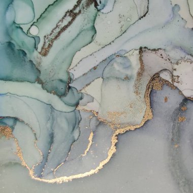Yeşil Su Renkli Mermer. Beyaz Alkol Mürekkep Tablosu. Pembe Mermer Suluboya. Folyo Sanat Boyası. Altın doğulu arka plan. Metal Alkol Mürekkep Arkaplanı. Akışkan Zarif Doku. Modern Soyut Resim.