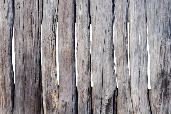 Old Wooden Fence Made Rough Uncouth Planks Darkened Time Daylight — Stock Photo, Image