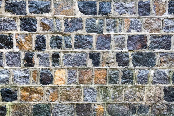 Eski Granit Duvarın Dokusu Tuğlalar Arasında Çimento Harcı Arka Plan — Stok fotoğraf