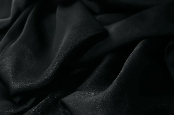 Black Silk Fabric Beautiful Folds Background — Stock Photo, Image
