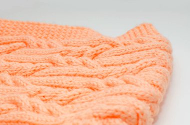 Sıcak örülmüş bir ürünün parçası, yakın plan..