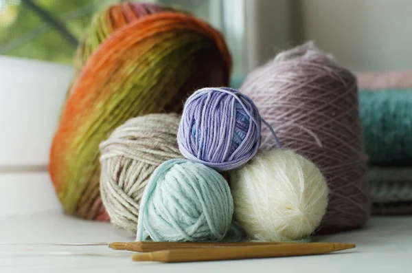 Knitting Ball Yarn Knitting Needles — Stock Photo, Image
