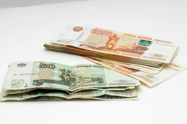 Dinero Ruso Rublos 5000 Rublos Pobreza Inflación Ahorro Dinero — Foto de Stock