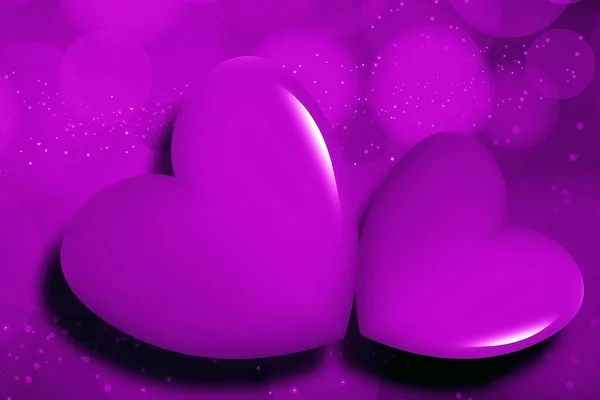 Decoratieve Illustratie Voor Valentijnsdag Twee Harten Bokeh Achtergrond Mooie Trendy — Stockfoto