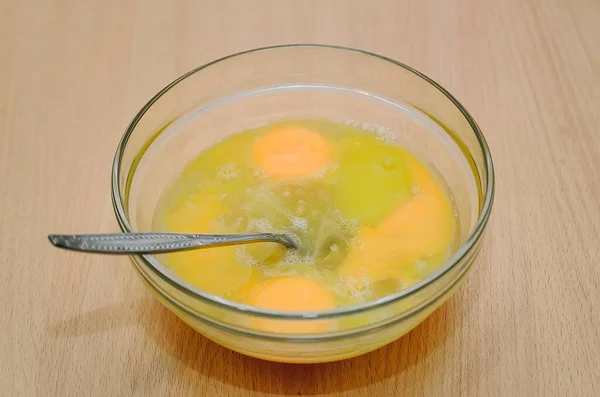 Beaten Eggs Glass Container Cooking — Stock Photo, Image