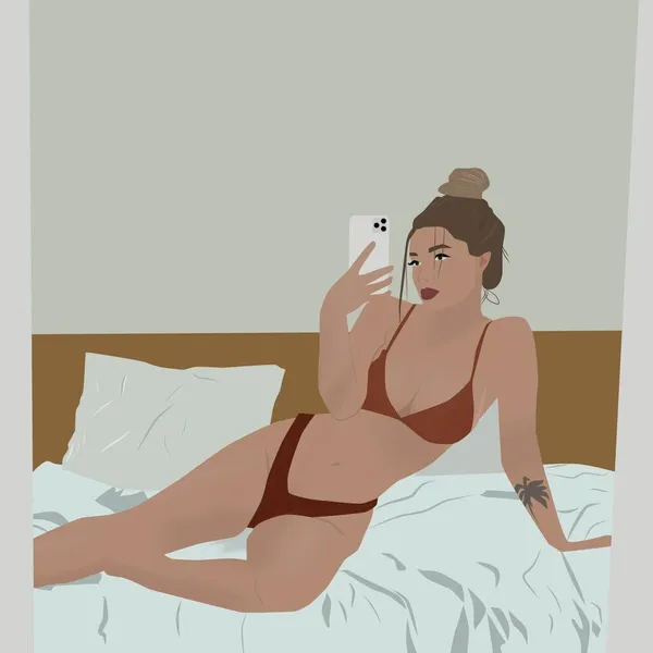 Yatağın Üzerinde Mayo Giymiş Güzel Bir Kız — Stok fotoğraf