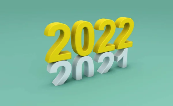 2022年新年クリエイティブデザインコンセプト 3Dレンダリング画像 — ストック写真