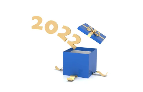 Año Nuevo 2022 Concepto Diseño Creativo Con Caja Regalo Imagen —  Fotos de Stock