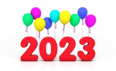 Balonlu Yeni Yıl 2023 Yaratıcı Tasarım Konsepti - 3D Yapılandırılmış Resim