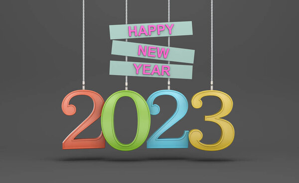 New Year 2023 Creative Design Concept - 3D Rendered Image