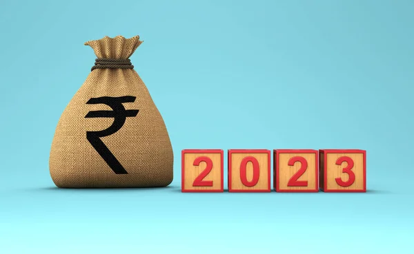 New Year 2023 Creative Design Concept Indian Rupee Symbol Rendered — Stockfoto