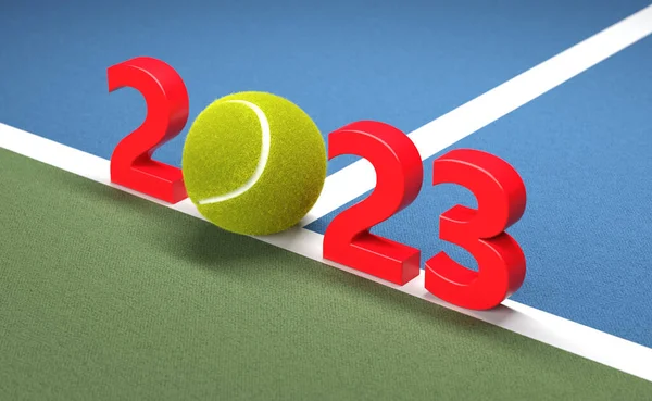 New Year 2023 Creative Design Concept Tennis Ball Rendered Image Immagine Stock