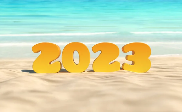 New Year 2023 Creative Design Concept Rendered Image lizenzfreie Stockfotos