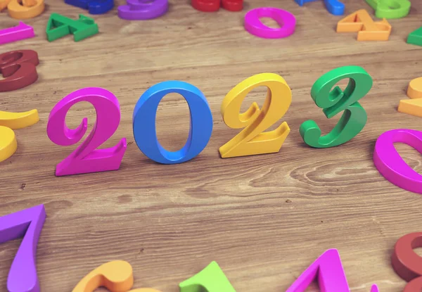 New Year 2023 Creative Design Concept Rendered Image — Stock Photo, Image