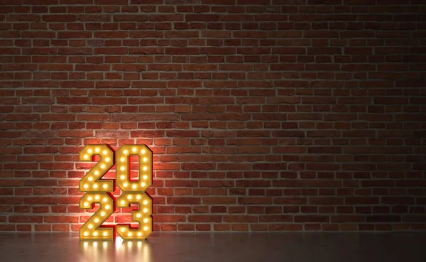 New Year 2023 Creative Design Concept Led Lights Rendered Image — Stock fotografie