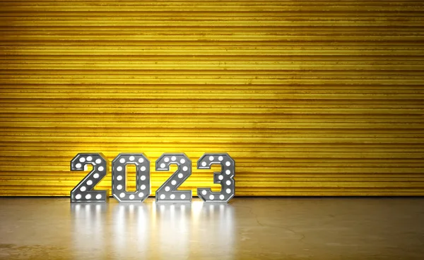 New Year 2023 Creative Design Concept Led Lights Rendered Image — 图库照片