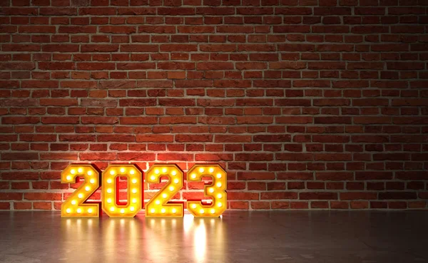 New Year 2023 Creative Design Concept Led Lights Rendered Image — 스톡 사진