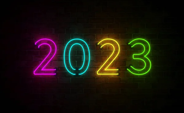 New Year 2023 Creative Design Concept Led Lights Rendered Image — 스톡 사진