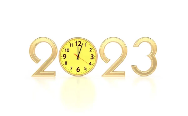 New Year 2023 Creative Design Concept Clock Rendered Image — Stok fotoğraf