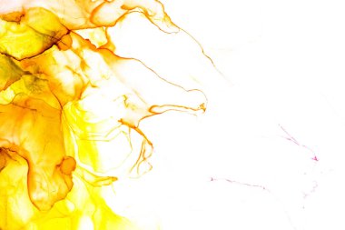 Alkol mürekkebi teknikli doğal akışkan resim. Yumuşak rüya renkleri şeffaf dalgalı çizgiler oluşturur.