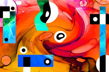 Alkol mürekkebi ve renkli soyut modern resim arka planıyla yapılmış yüksek kalite modern soyut resim..